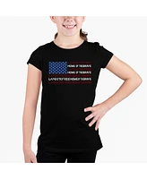 Girl's Word Art T-shirt - Land of the Free American Flag