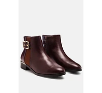 Frothy Buckled Ankle Boots With Croc Detail