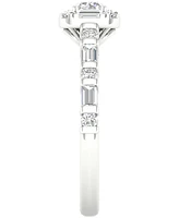 Diamond Round & Baguette Engagement Ring (7/8 ct. t.w.) in 14k White Gold