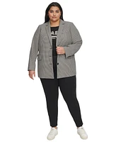 Karl Lagerfeld Paris Plus Three-Button Houndstooth Blazer, First@Macy's