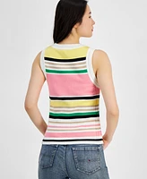 Tommy Hilfiger Women's Striped Round-Neck Sleeveless Sweater