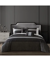 Bebejan Kyle Black Bedding 200 Thread Count 100% Cotton Sateen 5 Piece Reversible Queen Comforter Set