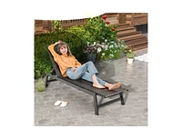 Inolait Patio Pe Rattan Chaise Lounge with 5-Level Backrest and Wheels