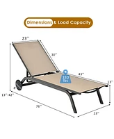 6-Position Adjustable Fabric Outdoor Patio Recliner Chair