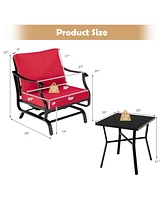 3 Piece Patio Rocking Chair Set with Coffee Table