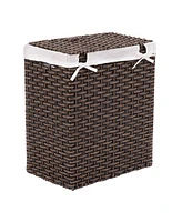 Seville Classics Foldable Rectangular Laundry Hamper with Lid & Canvas Liner