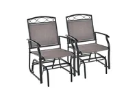 Set of 2 Outdoor Metal Glider Armchairs with Weather-resistant Fabric