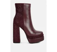 Womens dryday diamante zip up block heel boots