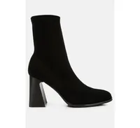 London Rag Candid High Ankle Flared Block Heel Boots