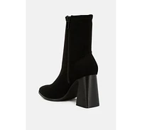 London Rag Candid High Ankle Flared Block Heel Boots