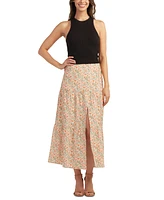 Bcx Juniors' Ottoman Print Tiered Front-Slit Maxi Skirt