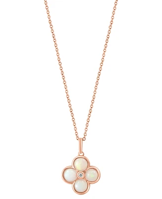 Effy Ethiopian Opal (1-1/4 ct. t.w.) & Diamond Accent 18" Flower Pendant Necklace in 14k Rose Gold