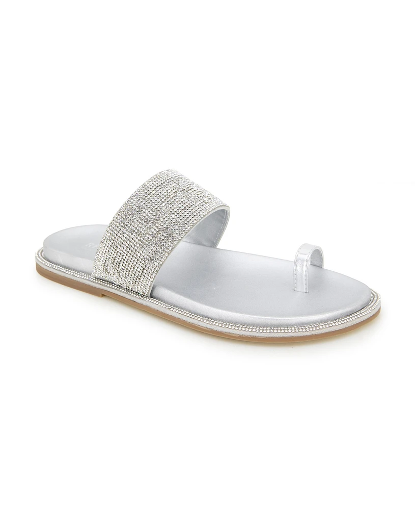 Kenneth Cole Reaction Women's Sage Jewel Toe Ring Footbed Flat Sandals
