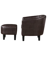 Convenience Concepts 27.75" Faux Leather Roosevelt Accent Chair with Ottoman