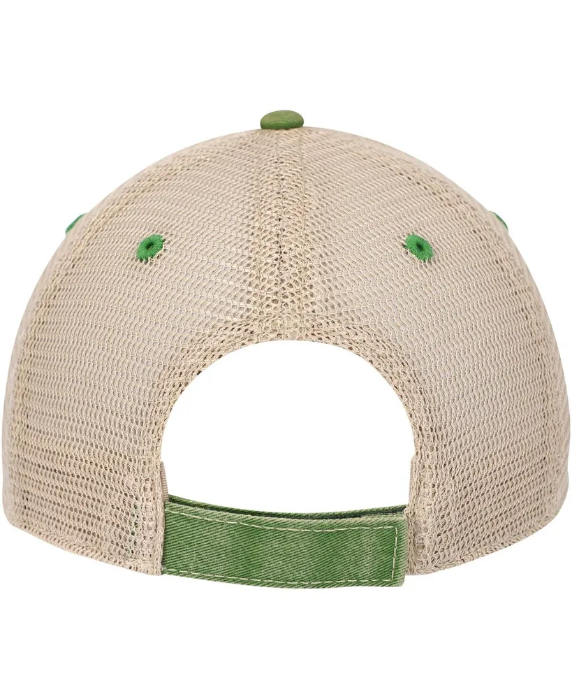 Men's Top of the World Green Distressed John Deere Classic Vintage-Like Washed Trucker Adjustable Hat