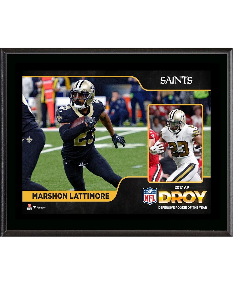 Marshon Lattimore New Orleans Saints 2017 Defensive Rookie of the Year 10.5" x 13" Sublimated Plaque