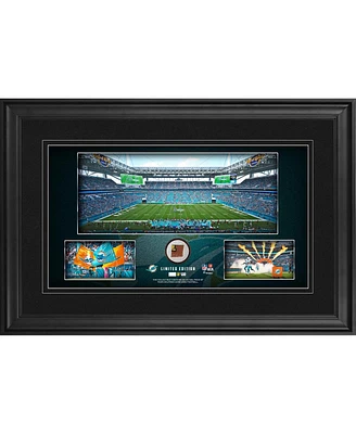 Miami Dolphins Framed 10" x 18" Stadium Panoramic Collage with Game-Used Football - Limited Edition of 500