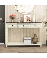 Console Table with 3 Drawers & Open Storage Shelf