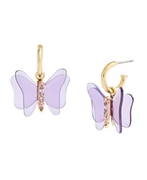 Coach Faux Stone Butterfly Charm Huggie Earrings