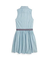 Polo Ralph Lauren Big Girls Belted Cotton Chambray Shirtdress