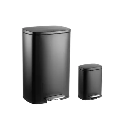 Connor Rectangular Trash Can with Soft-Close Lid and Mini Trash Can