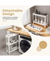 Sugift 2 Pieces 3-Tier Slim Detachable Storage Cart with Drainage Holes and Wheels