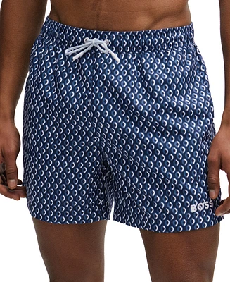 Boss by Hugo Men's Micro-Print Quick-Drying Swim Shorts