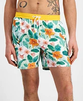 Guess Men's Vintage-Print Floral Swim Trunks