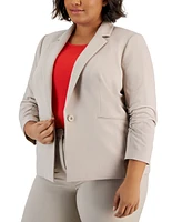 Tahari Asl Plus Notched Collar Ruched-Sleeve Blazer