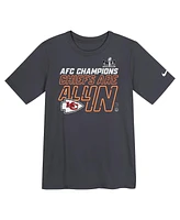 Little Boys and Girls Nike Anthracite Kansas City Chiefs 2023 Afc Champions Locker Room Trophy Collection T-shirt