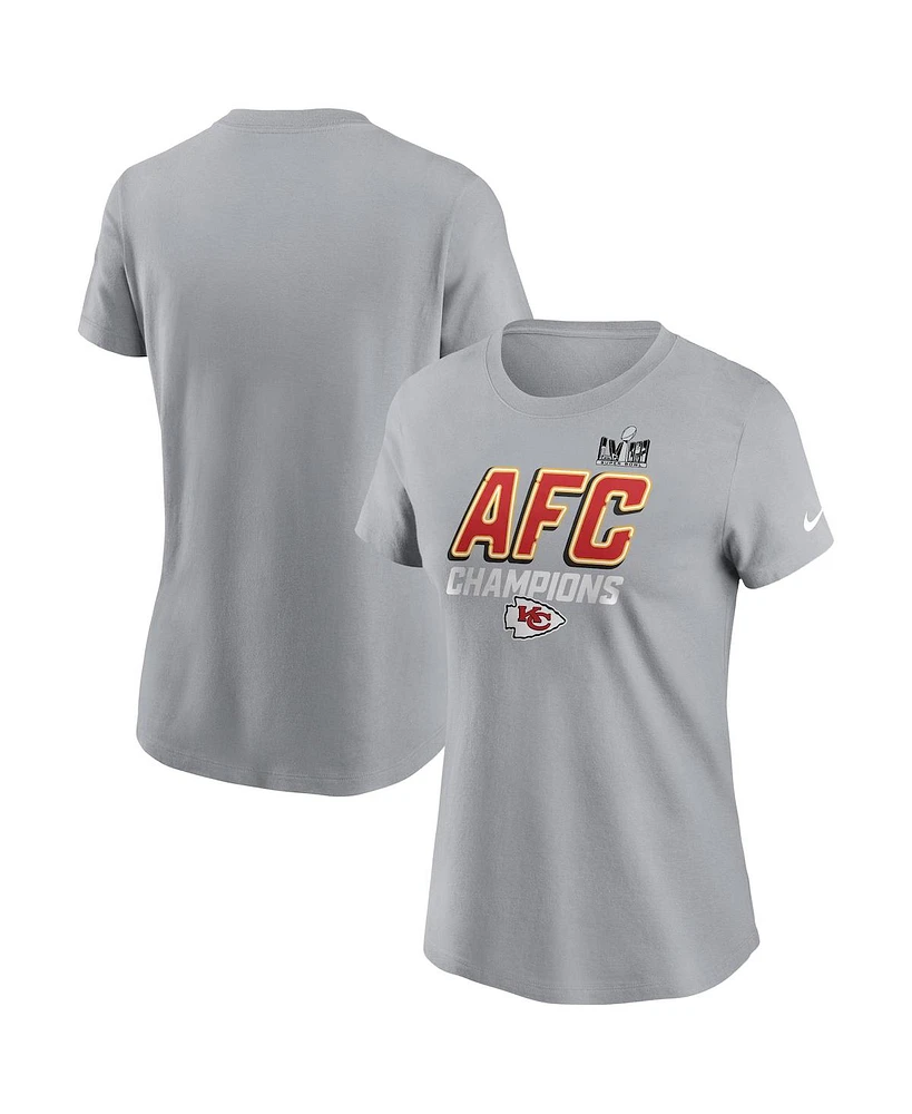 Women's Nike Gray Kansas City Chiefs 2023 Afc Champions Iconic T-shirt