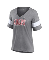 Women's Fanatics Heather Gray San Francisco 49ers Super Bowl Lviii Cheer Section Tri-Blend V-Neck Fashion T-shirt