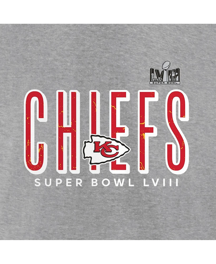 Women's Fanatics Heather Gray Kansas City Chiefs Super Bowl Lviii Cheer Section Tri-Blend V-Neck Fashion T-shirt