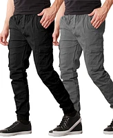 Galaxy By Harvic Men's Slim Fit Stretch Cargo Jogger Pants, Pack of 2