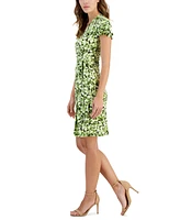 Anne Klein Women's Faux-Wrap Flutter-Sleeve Floral-Print Dress