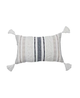 carol & frank Barton Dune Onyx Woven Throw Pillow Striped Color Blocked White Sand Beige With Tassels