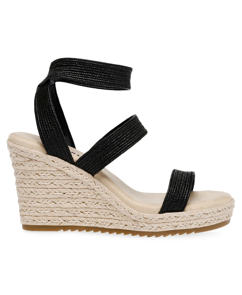 Anne Klein Women's Wonder Elastic Strap Wedge Sandals