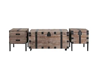 Gray Trunk Table Set with Large Storage