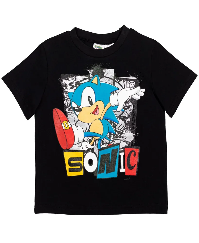 Sega Sonic the Hedgehog Athletic Pullover T-Shirt & Shorts Outfit Set Toddler |Child Boys