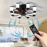 Windmill-Shaped 21.7" Ceiling Fan with Light & Remote - Black