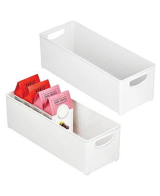 mDesign Plastic Stackable Kitchen Organizer Storage Bin - 2 Pack - White