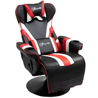 Vinsetto Rocker Recliner with Padded Cushion and Swivel Metal Base, Black/Red/White