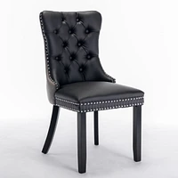 Simplie Fun Contemporary Tufted Dining Chairs Set, Black+Gray