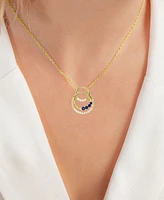 Lab-Grown Blue Sapphire (1/3 ct. t.w.) & Lab-Grown White Sapphire (1/2 ct. t.w.) Interlocking Circles 18" Pendant Necklace in 14k Gold-Plated Sterling