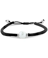 Effy Men's Freshwater Pearl (11mm) Black String Bolo Bracelet in Sterling Silver