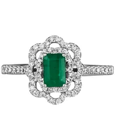 Le Vian Costa Smeraldas Emeralds (3/8 ct. t.w.) & Vanilla Diamond (1/3 ct. t.w.) Halo Ring in Platinum