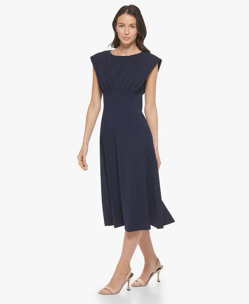 Calvin Klein Women's Boat-Neck Cap-Sleeve A-Line Dress