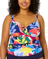 Anne Cole Plus Crossover Bandeau Underwire Tankini Top