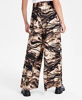 Bar Iii Women's Printed Pull-On Wide-Leg Pants, Created for Macy's