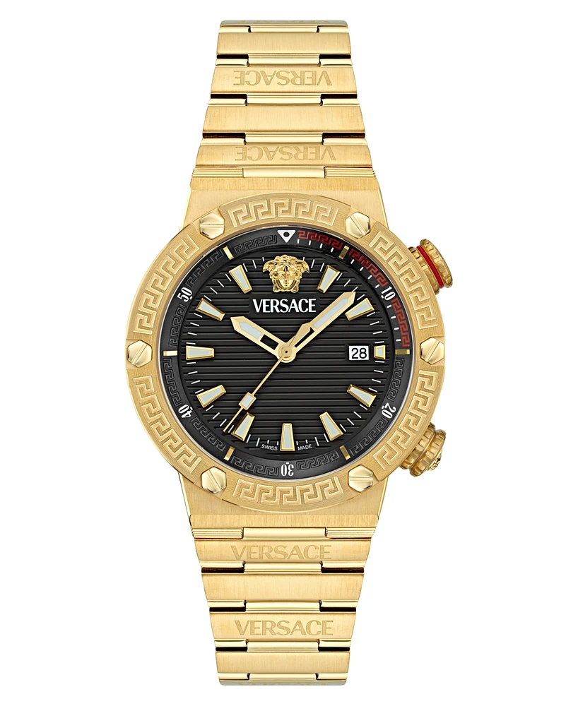 Versace Men's Swiss Gold Ion Plated Stainless Steel Bracelet Watch 43mm